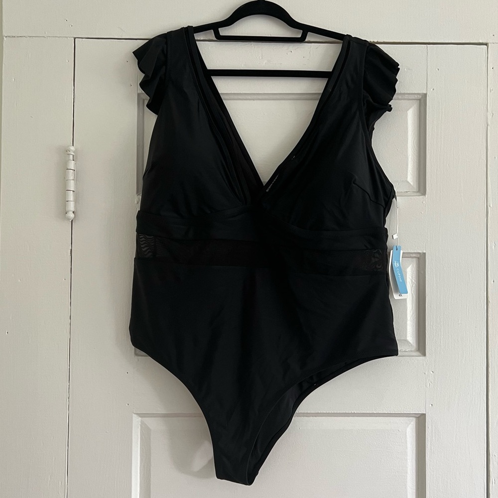 NWT Cupshe Black One Piece with Mesh Details